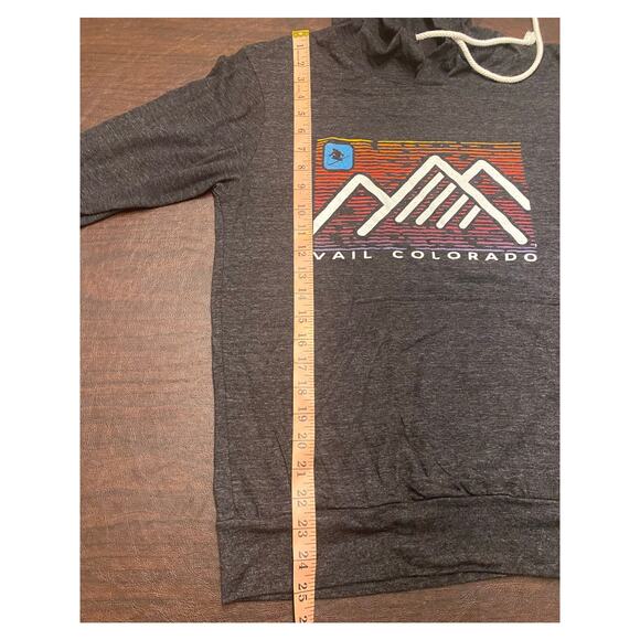 Vail Colorado Hoodie Unisex Small Gray Long Sleeve Pocketed Drawstring Pullover - Picture 5 of 6